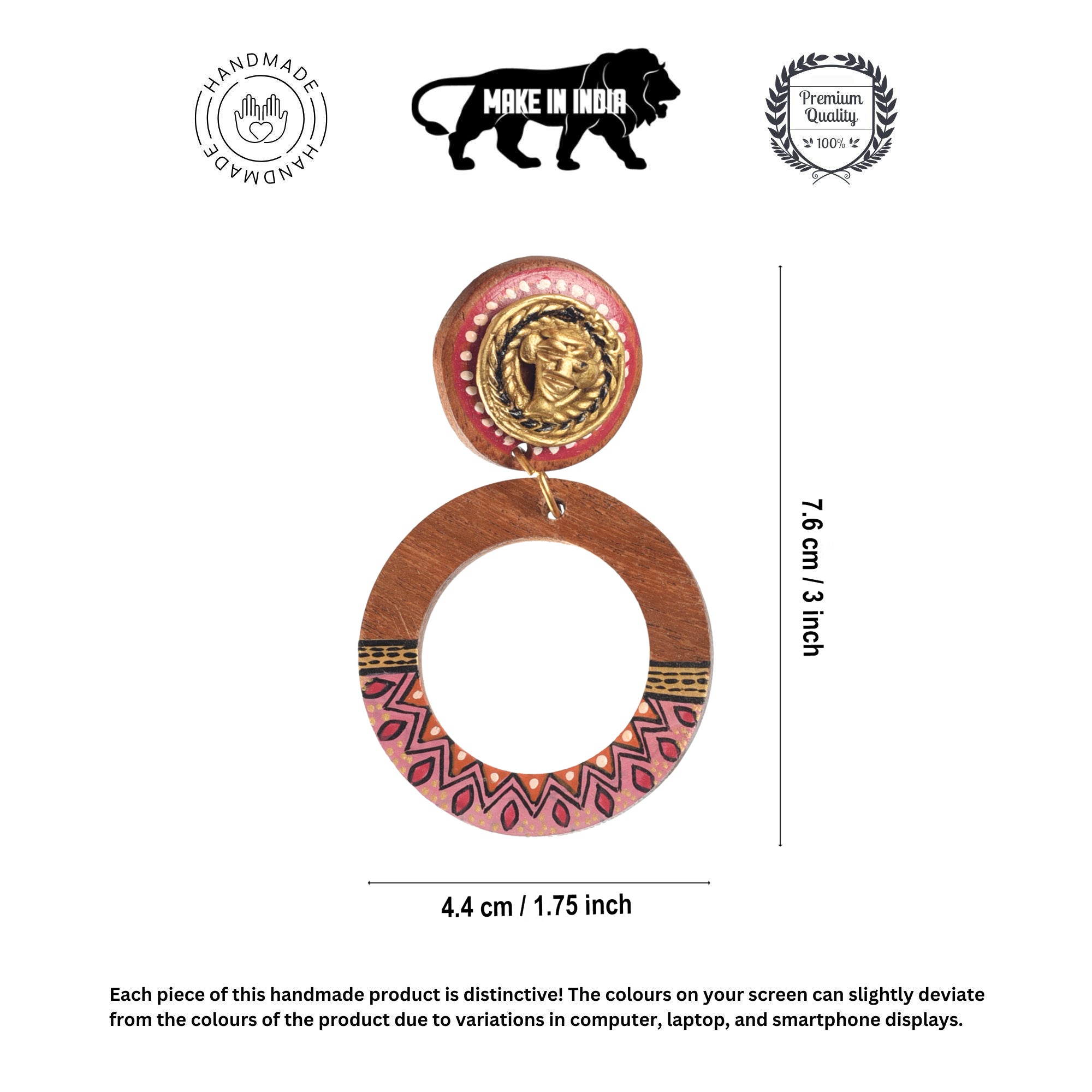 Life's Circle Handcrafted Earrings (Red)