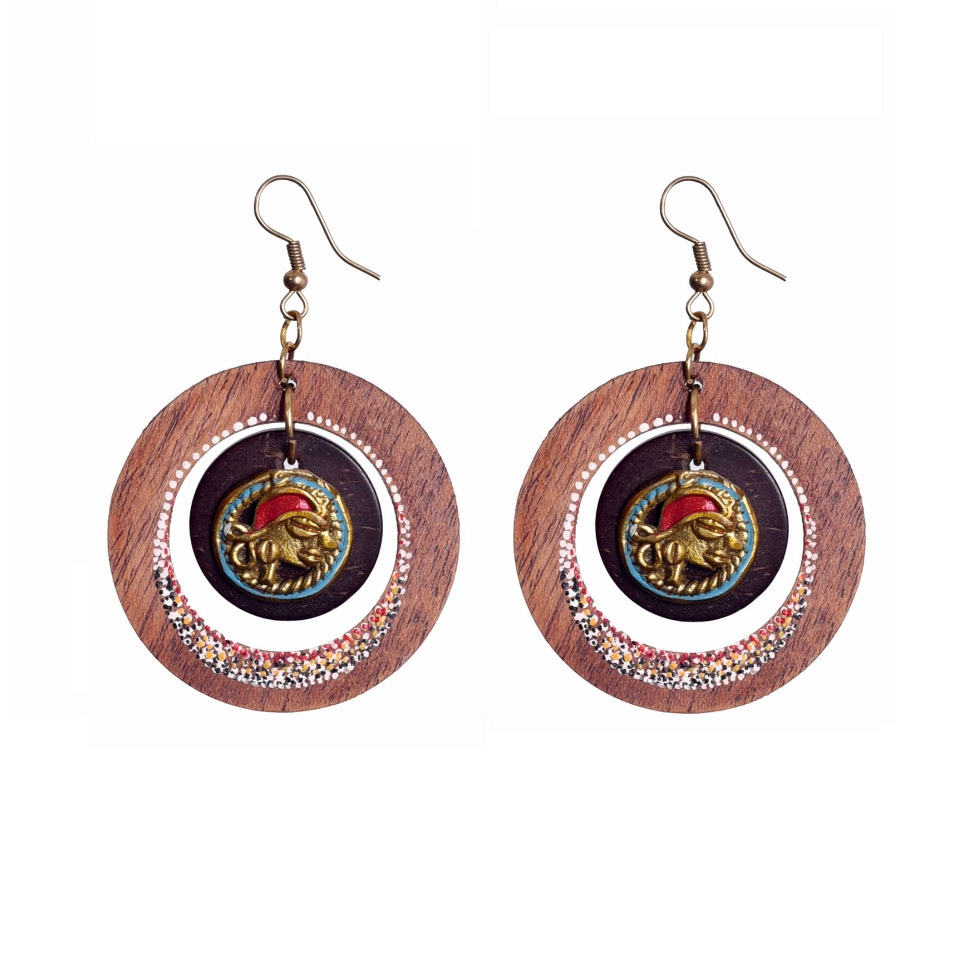 Minimalist Chic: Handcrafted Wooden Loop Earrings with Brass