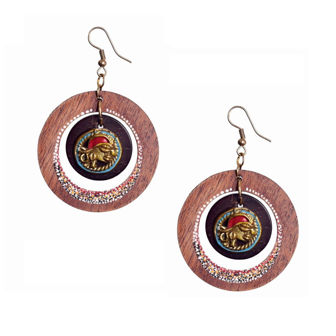 Minimalist Chic: Handcrafted Wooden Loop Earrings with Brass