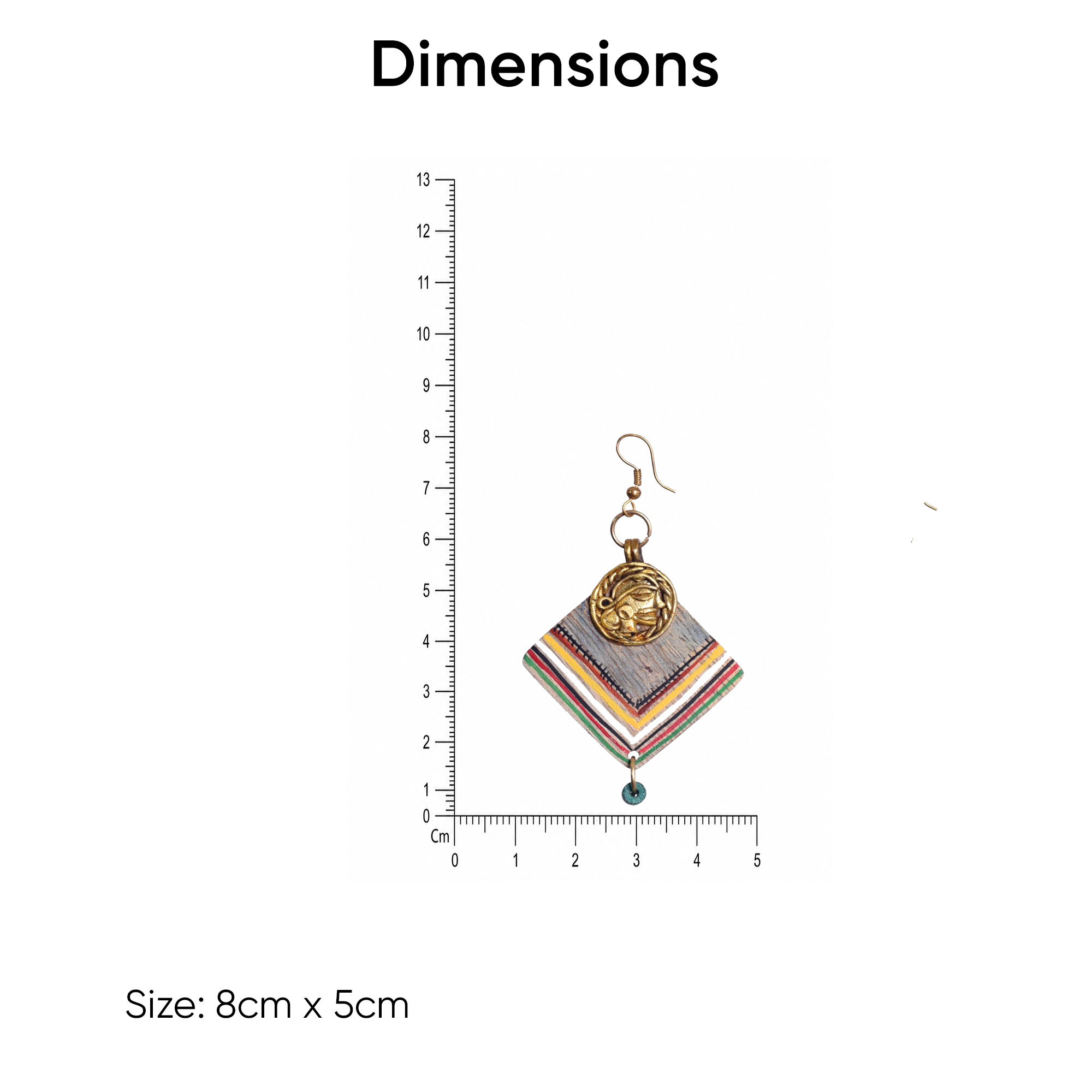 Boho Chic: Handcrafted Wooden Earrings with Brass Motifs