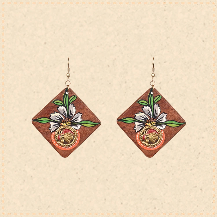 Butterfly-II' Handcrafted Tribal Wooden Earrings