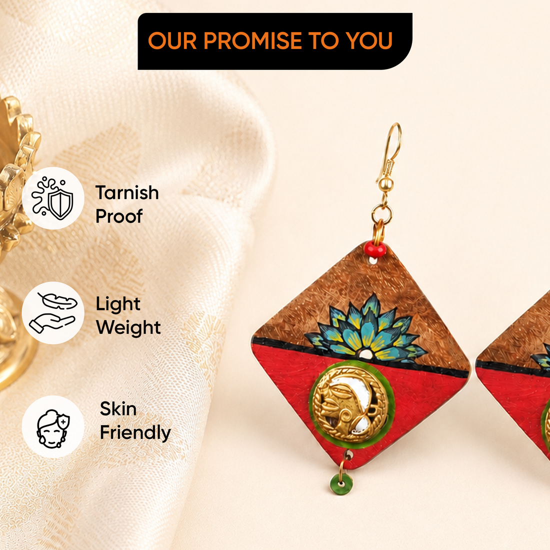 Butterfly-III' Handcrafted Tribal Wooden Earrings