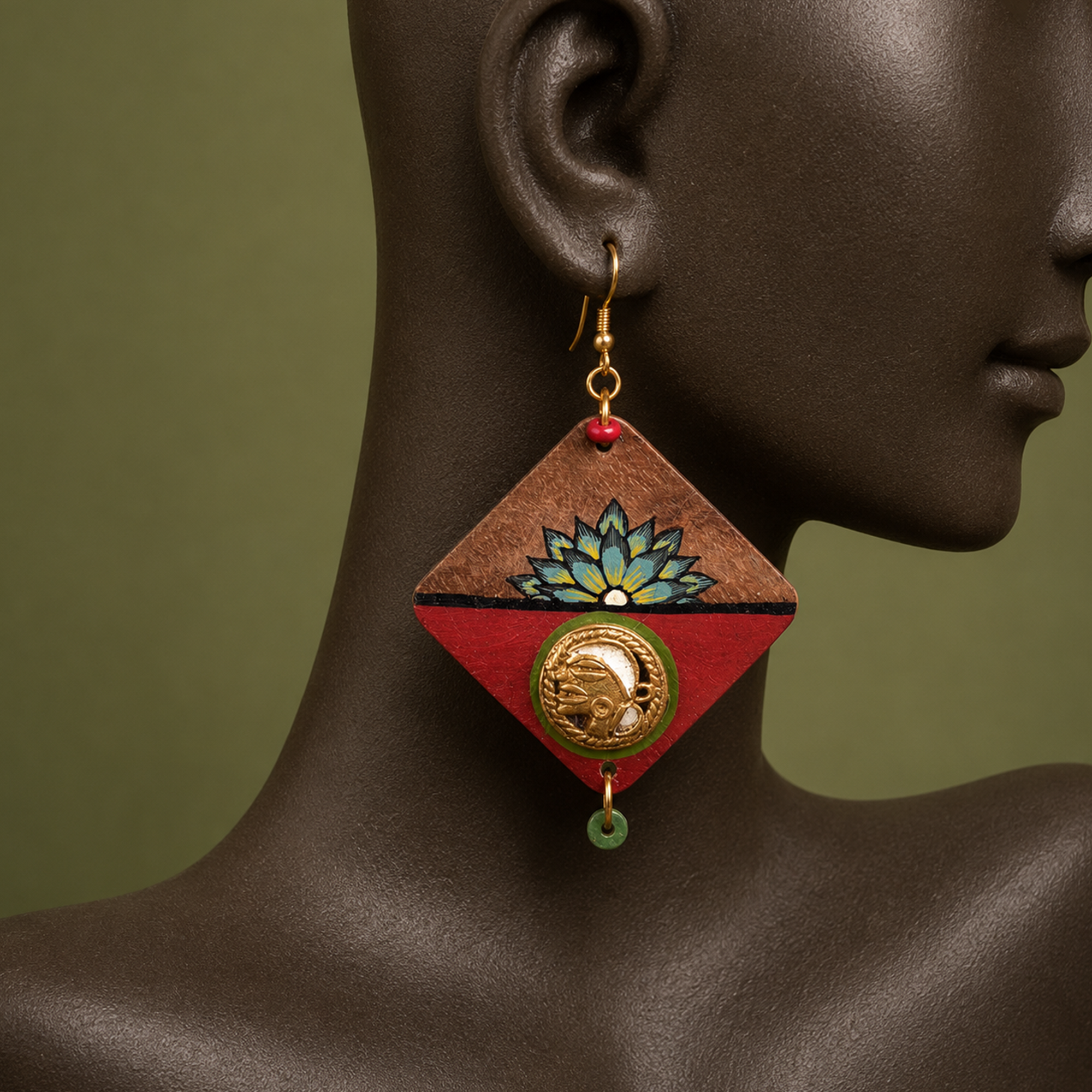 Butterfly-III' Handcrafted Tribal Wooden Earrings
