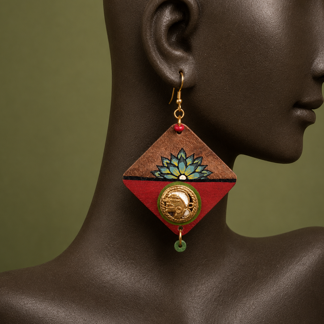 Butterfly-III' Handcrafted Tribal Wooden Earrings