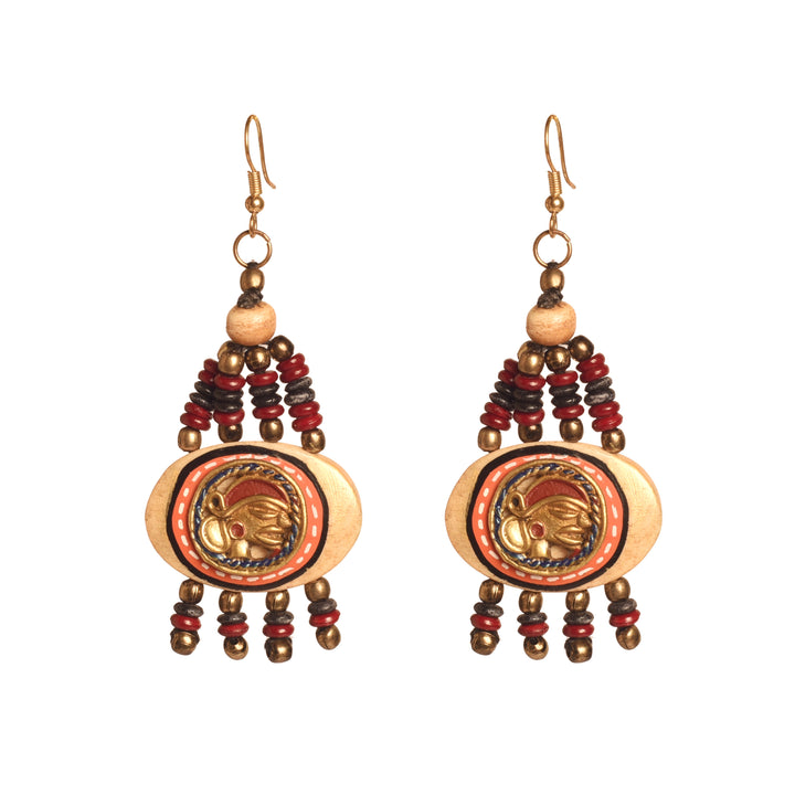 The Empress Handcrafted Tribal Dhokra Earrings ini Maroon