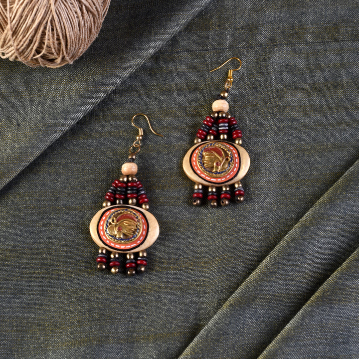 The Empress Handcrafted Tribal Dhokra Earrings ini Maroon