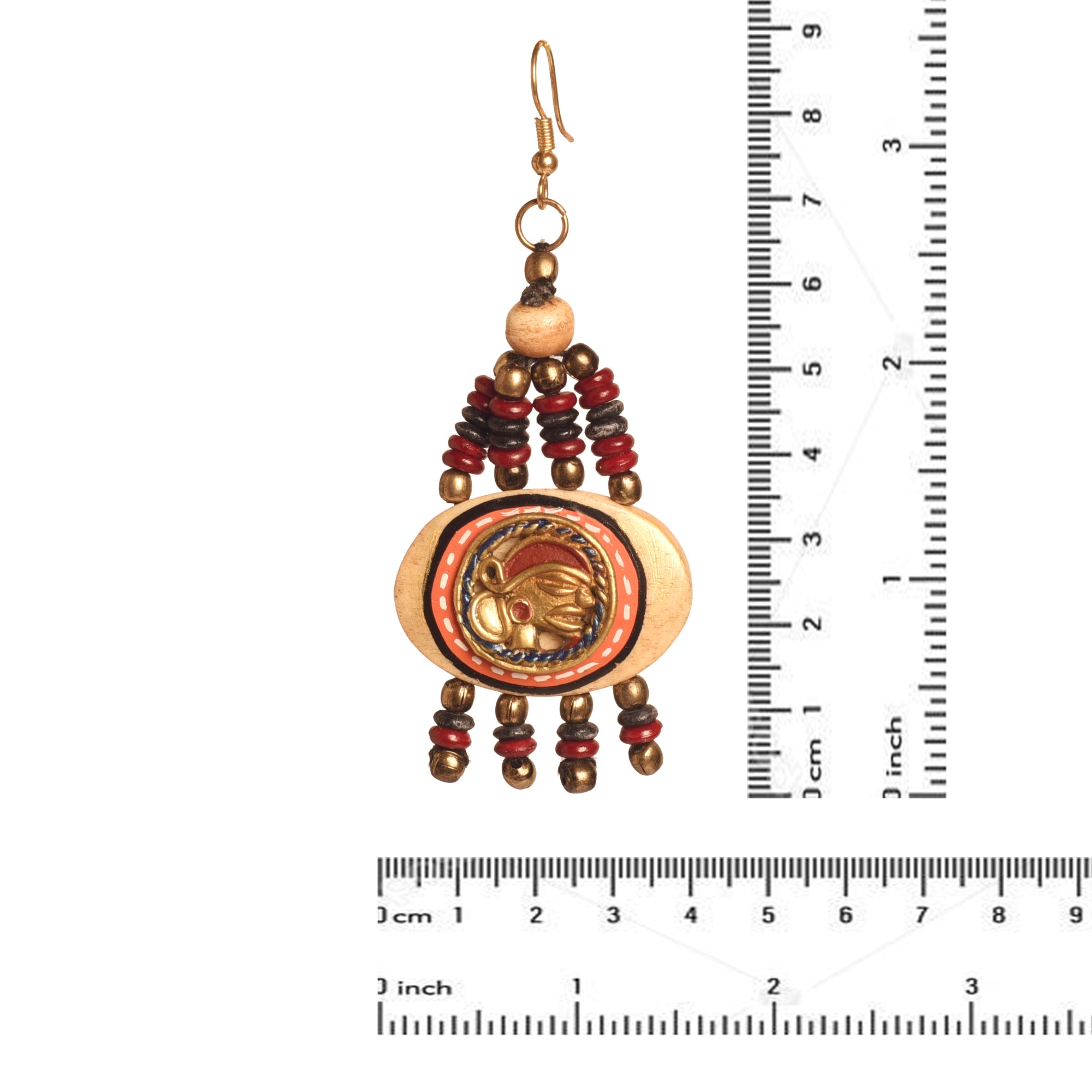The Empress Handcrafted Tribal Dhokra Earrings ini Maroon