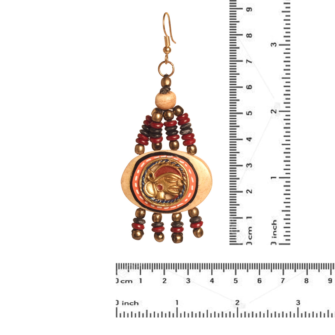 The Empress Handcrafted Tribal Dhokra Earrings ini Maroon