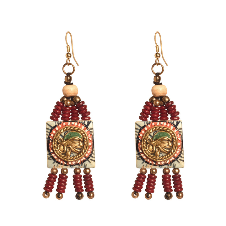 The Empress Handcrafted Tribal Dhokra Earrings in Turquoise