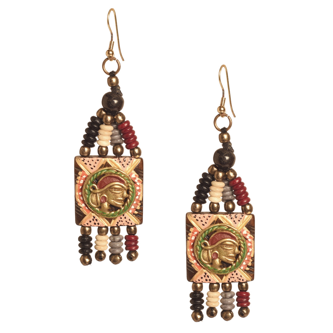 The Empress Handcrafted Tribal Dhokra Earrings in Multicolour