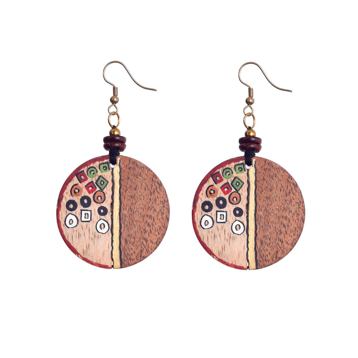 Whimsical Charm: Handcrafted Wooden Earrings with Polka Dot Design