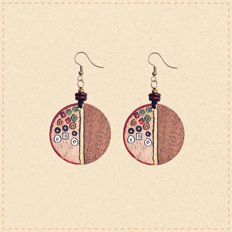 Whimsical Charm: Handcrafted Wooden Earrings with Polka Dot Design