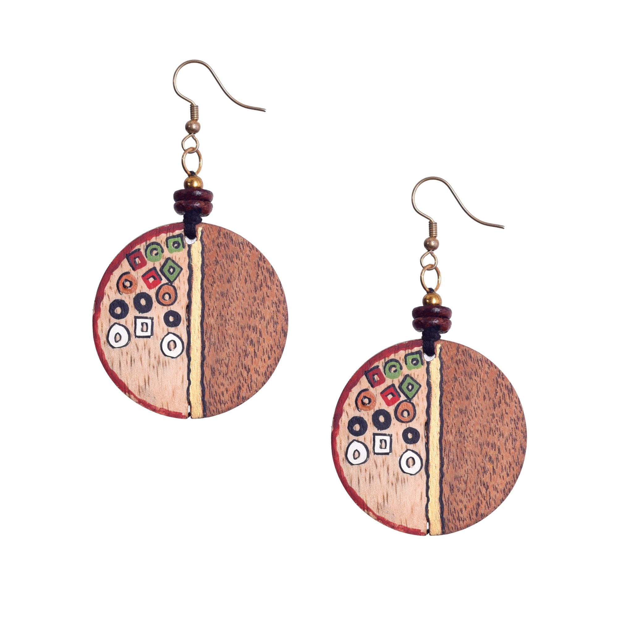 Whimsical Charm: Handcrafted Wooden Earrings with Polka Dot Design