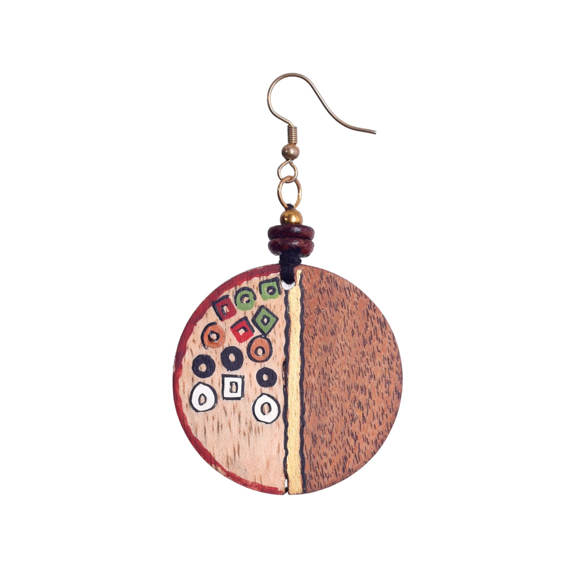 Whimsical Charm: Handcrafted Wooden Earrings with Polka Dot Design