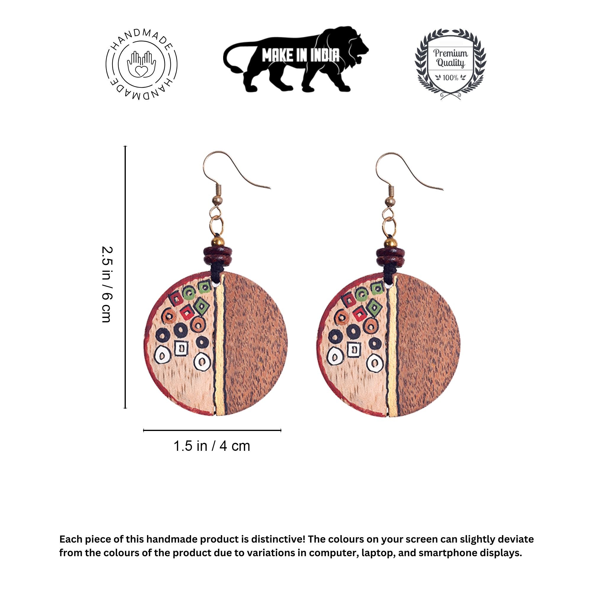 Whimsical Charm: Handcrafted Wooden Earrings with Polka Dot Design