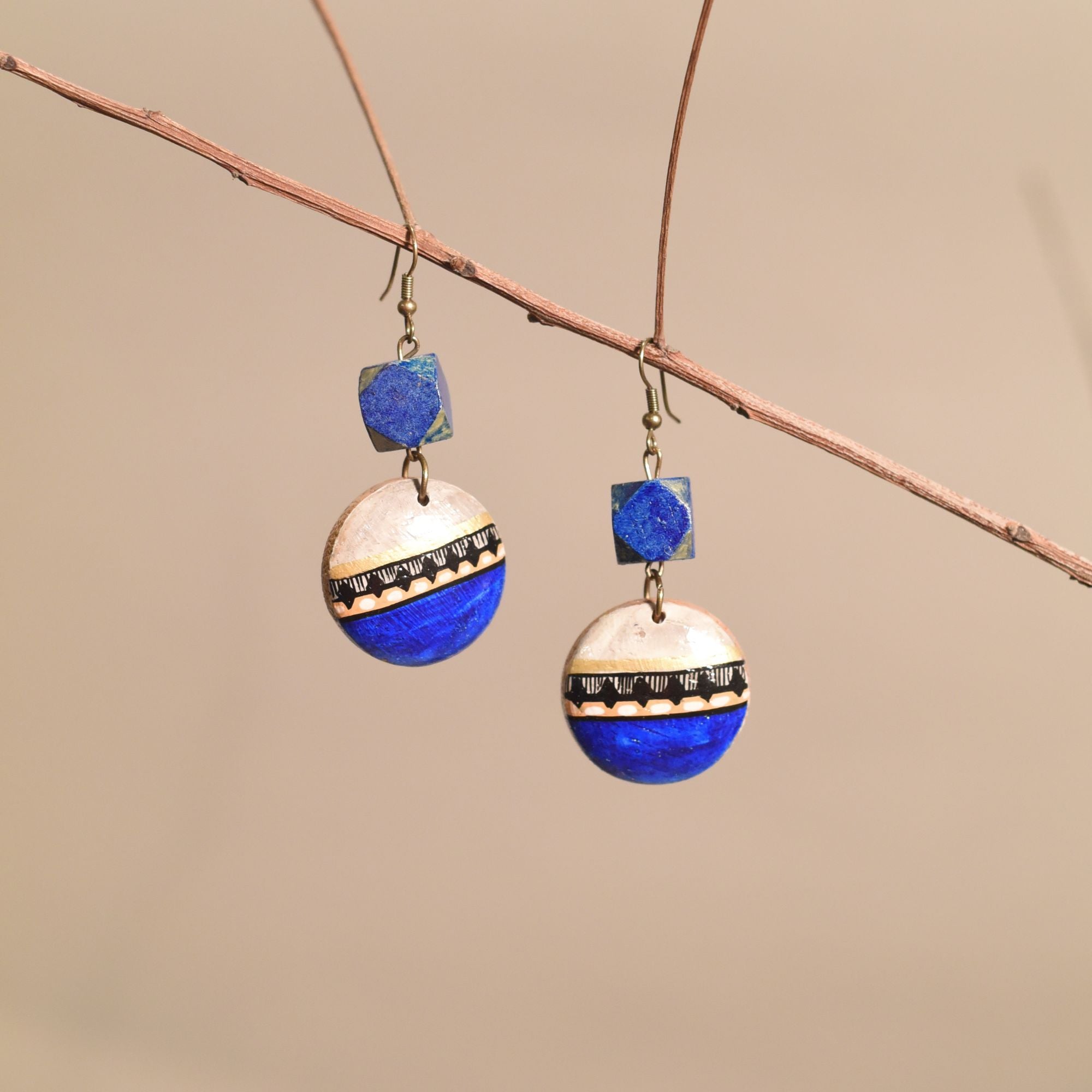 Regal Blue Strokes Earrings