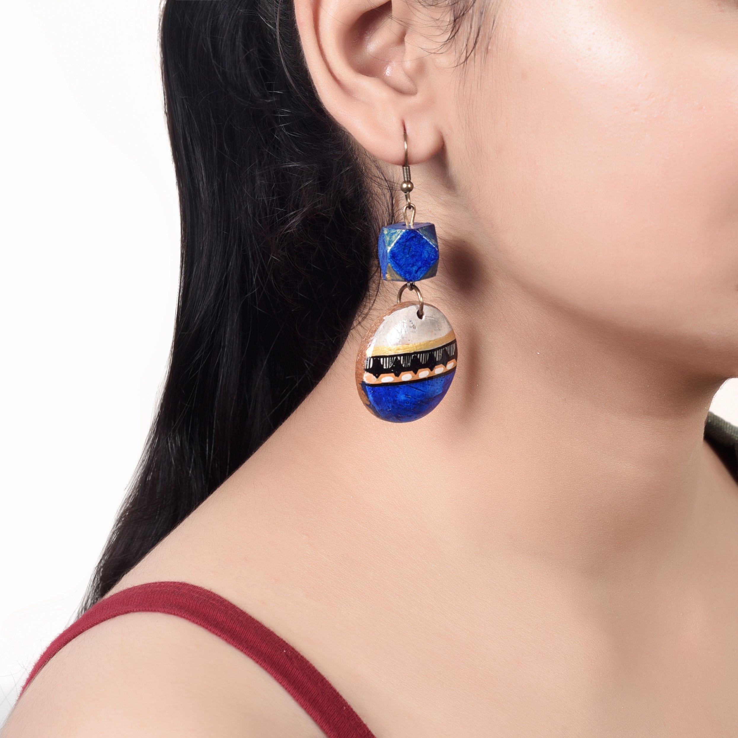 Regal Blue Strokes Earrings