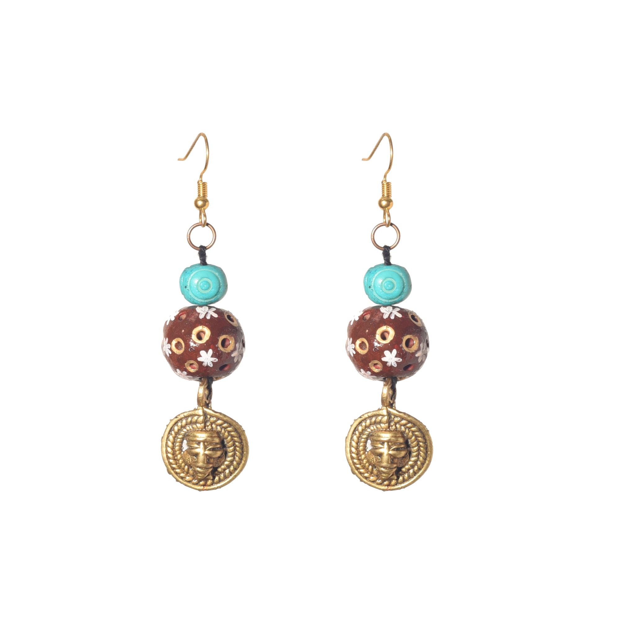 Brass Blossom Strokes Ethnic Earrings