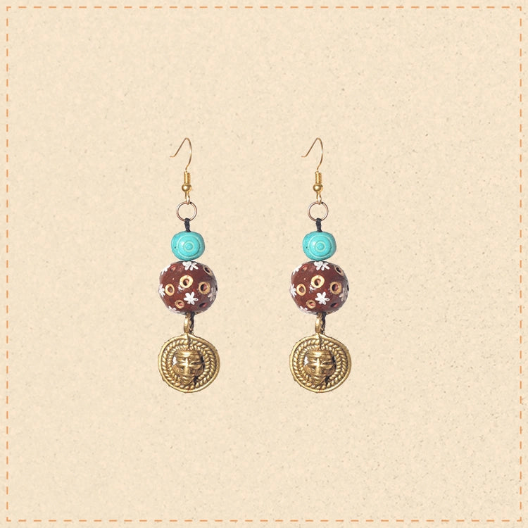 Brass Blossom Strokes Ethnic Earrings