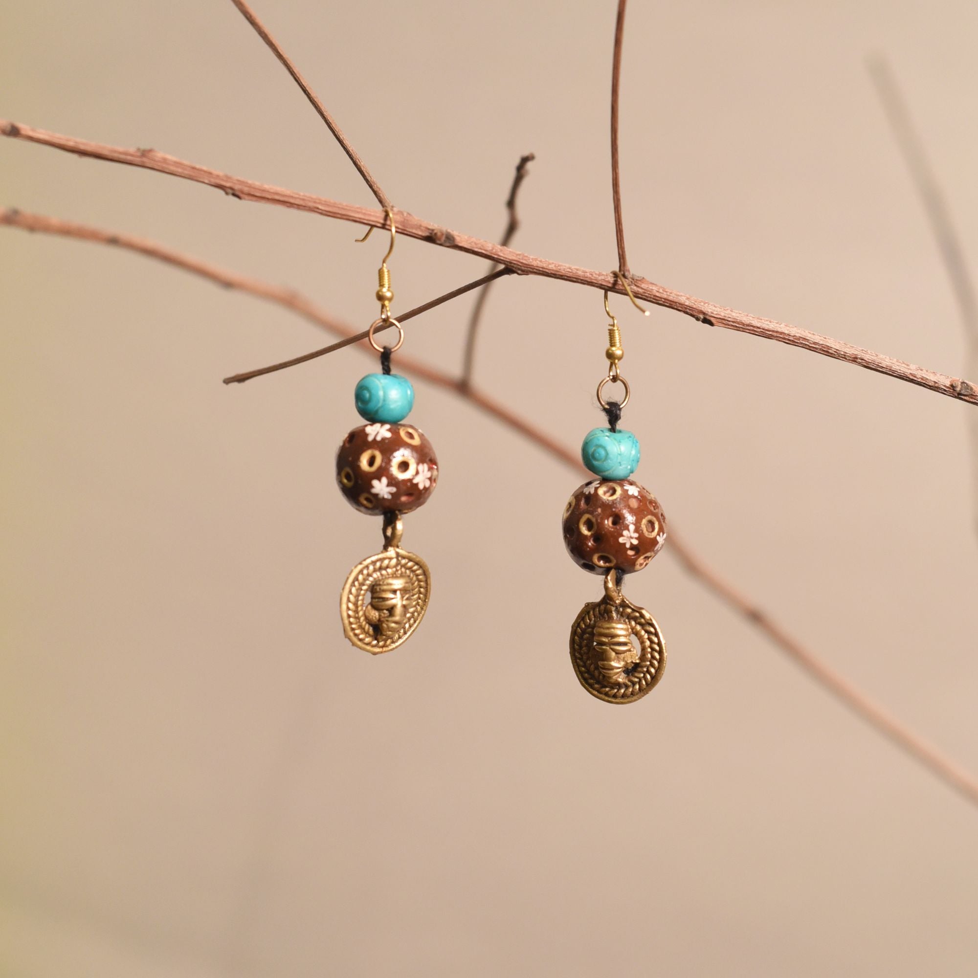 Brass Blossom Strokes Ethnic Earrings