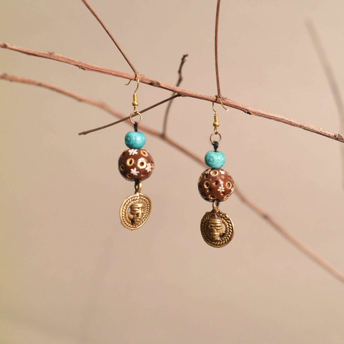 Brass Blossom Strokes Ethnic Earrings