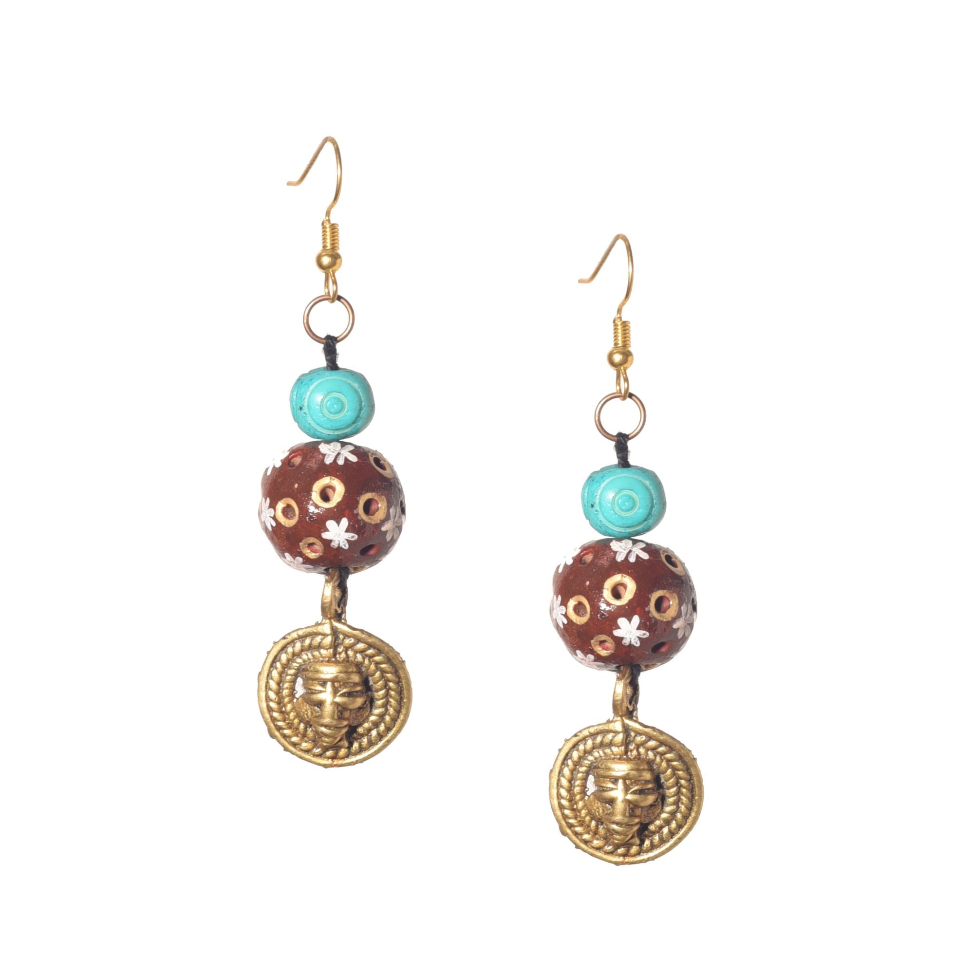 Brass Blossom Strokes Ethnic Earrings