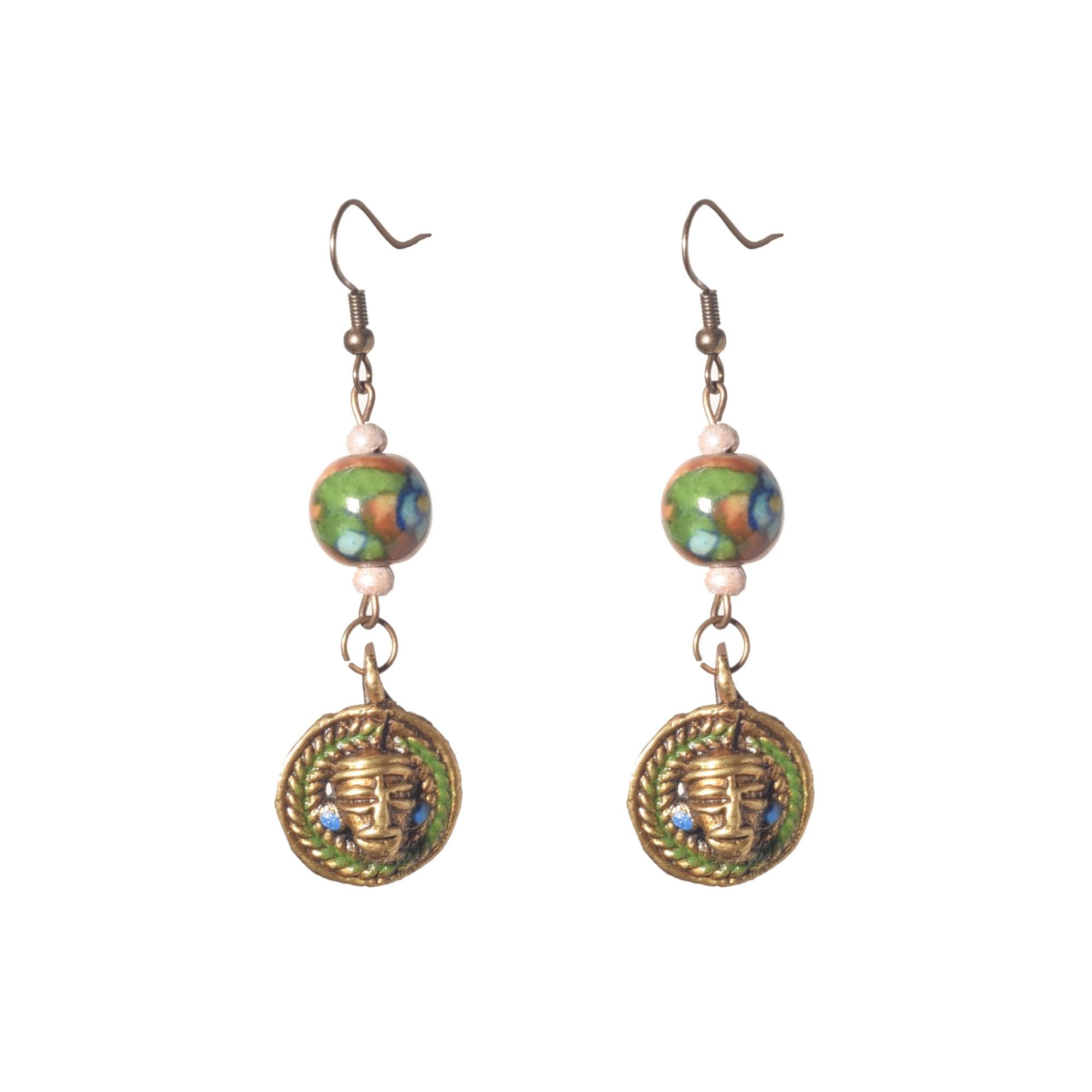 Bohemian Brass Strokes Ethnic Earrings