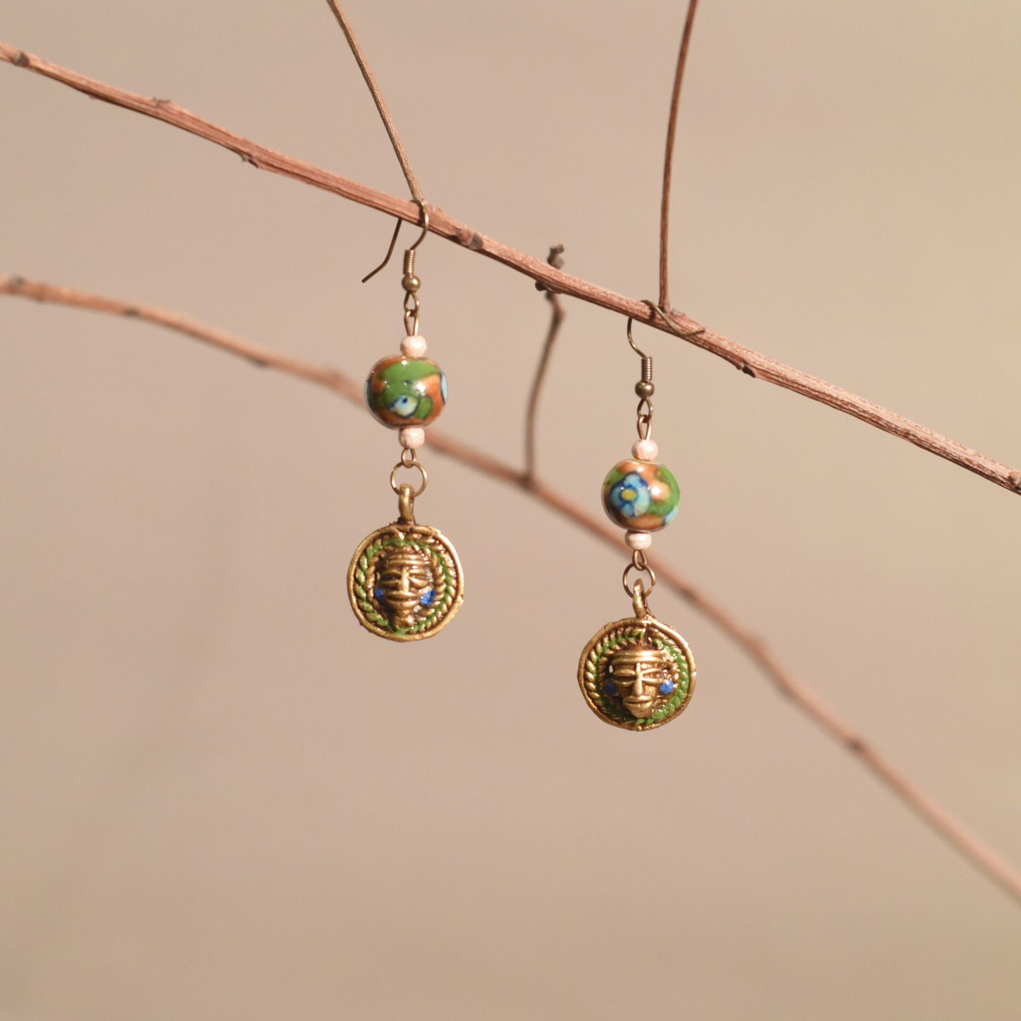 Bohemian Brass Strokes Ethnic Earrings