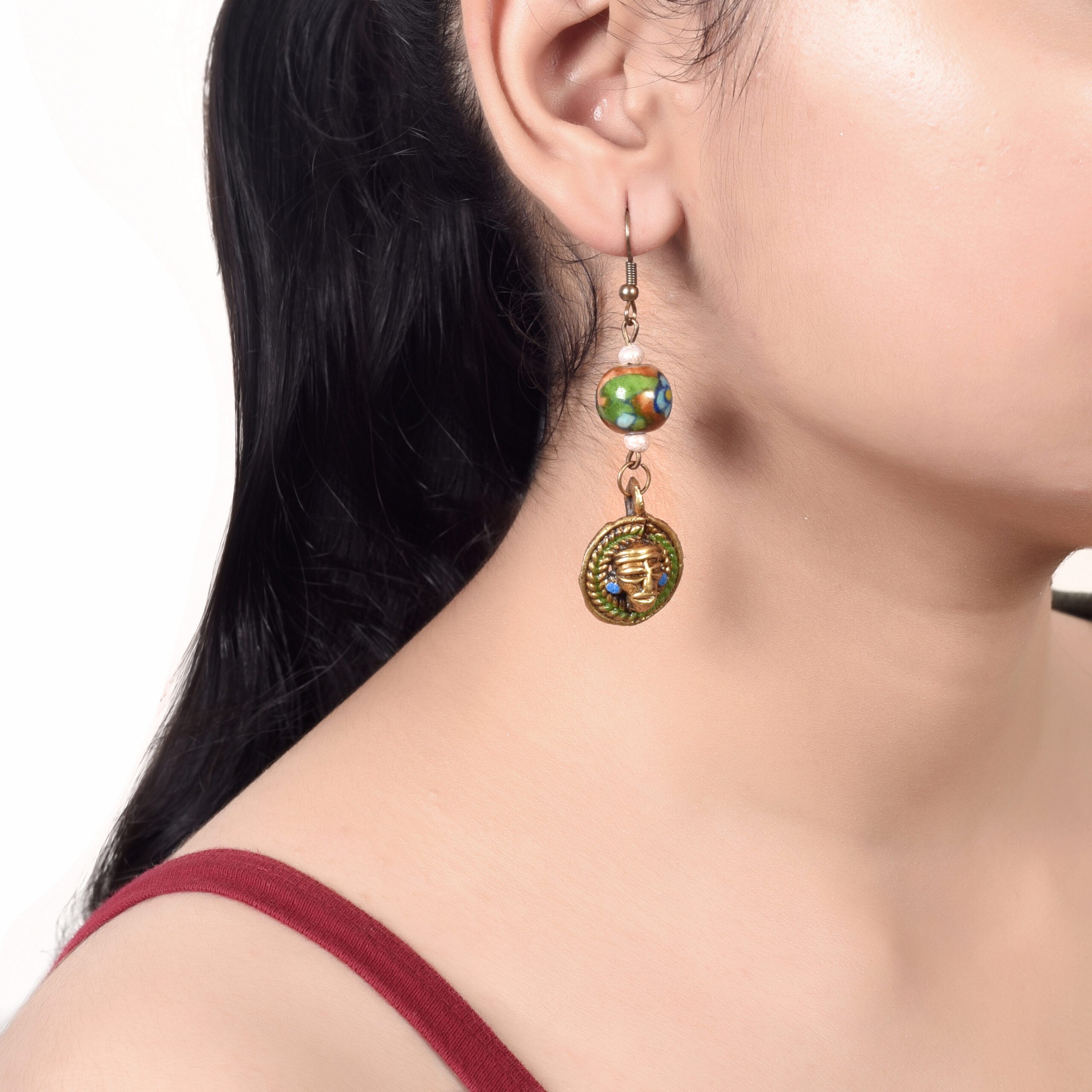 Bohemian Brass Strokes Ethnic Earrings