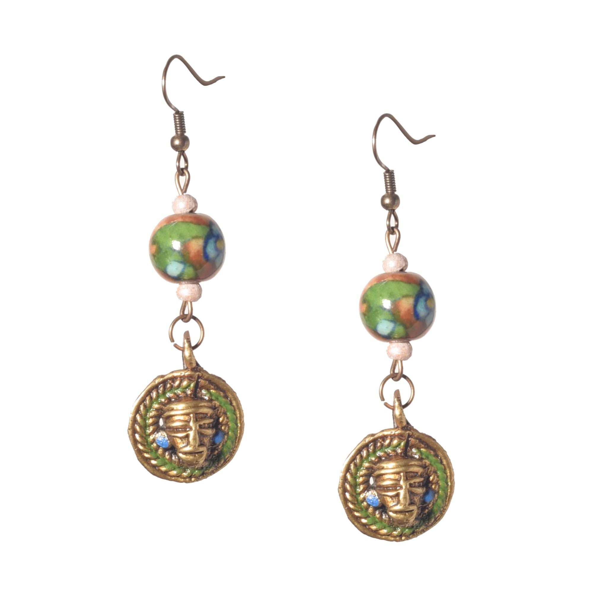 Bohemian Brass Strokes Ethnic Earrings