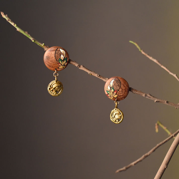 Floral Fusion: Handcrafted Wooden Earrings