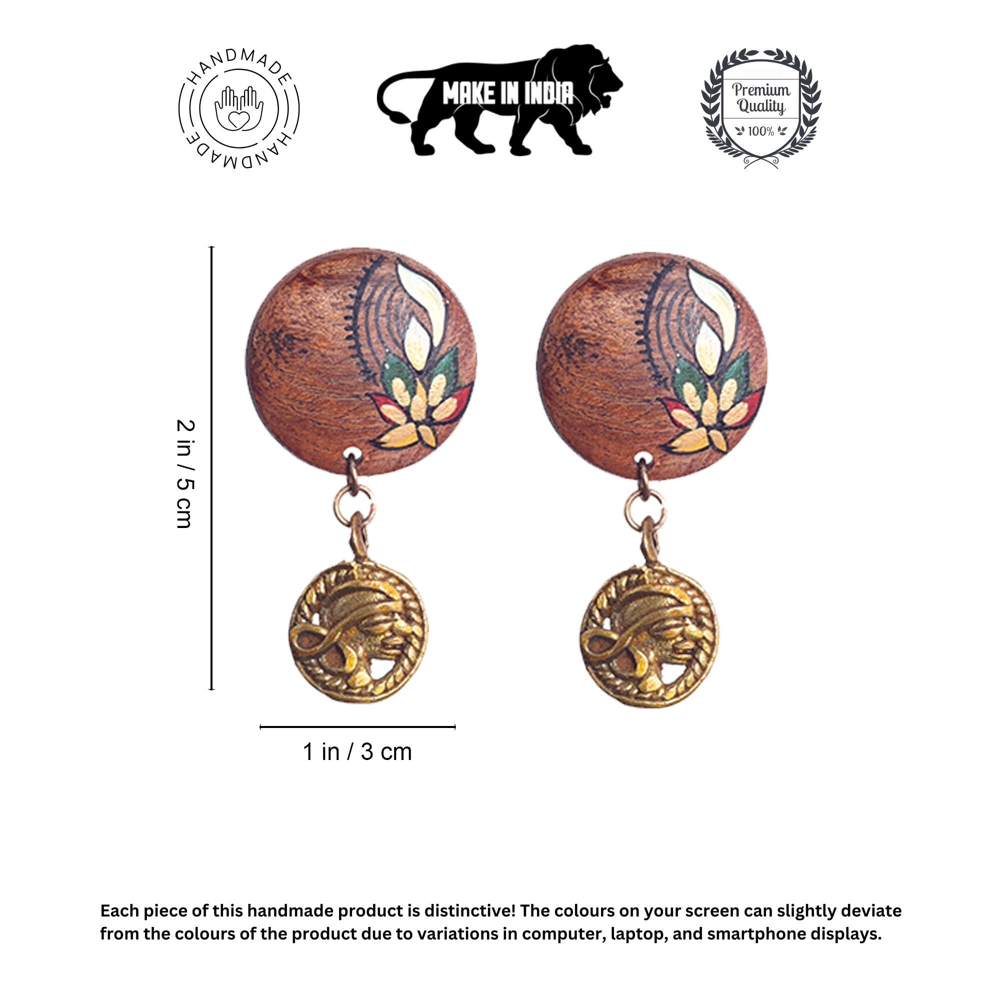 Floral Fusion: Handcrafted Wooden Earrings