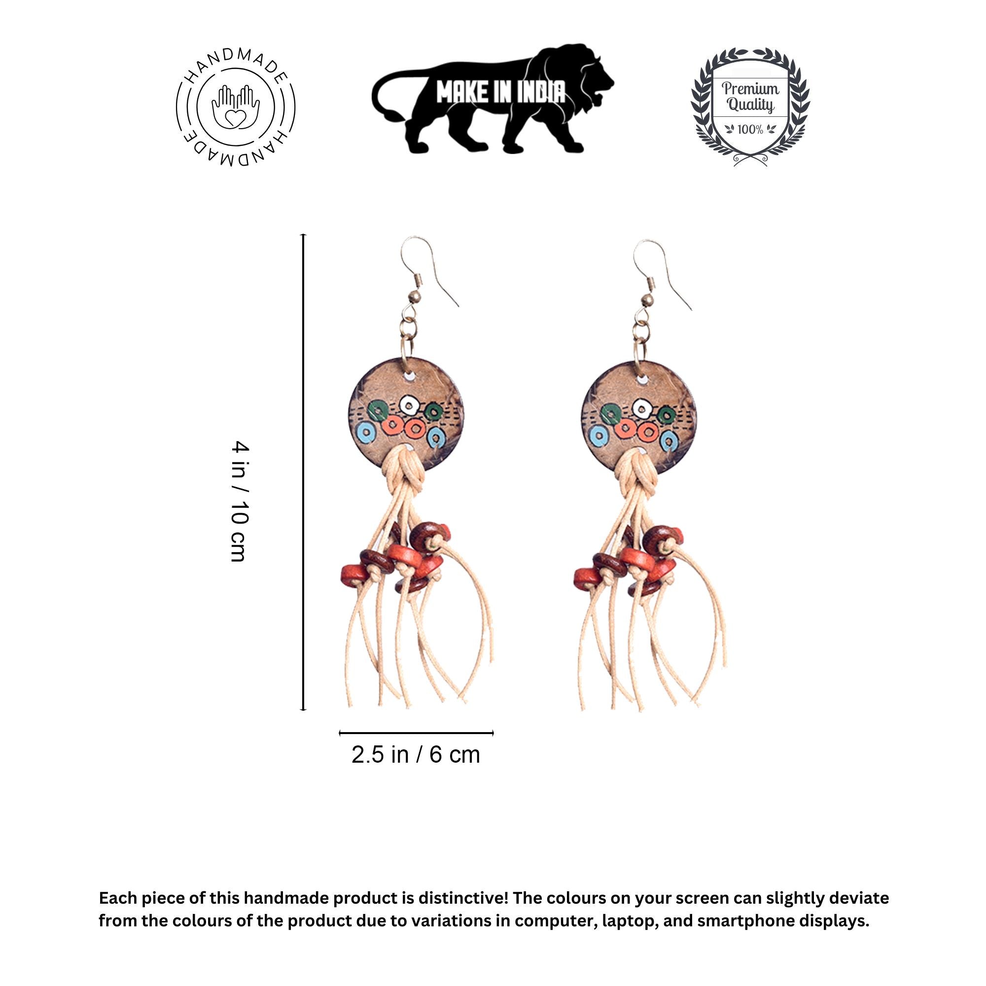 Rustic Loops: Handcrafted Wooden Earrings with Falling Strings