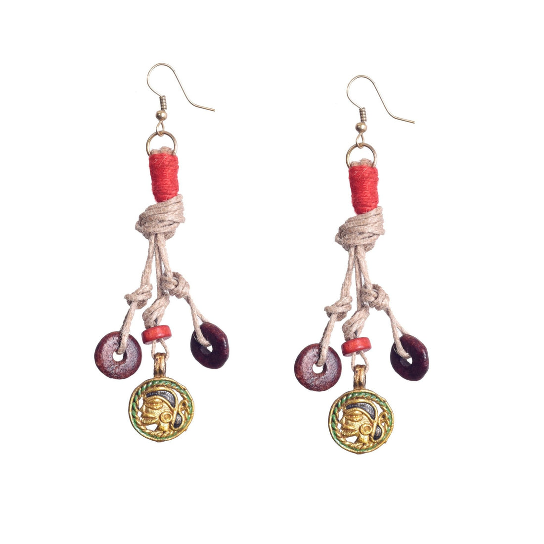 Boho Chic: Handcrafted Wooden Earrings with Brass