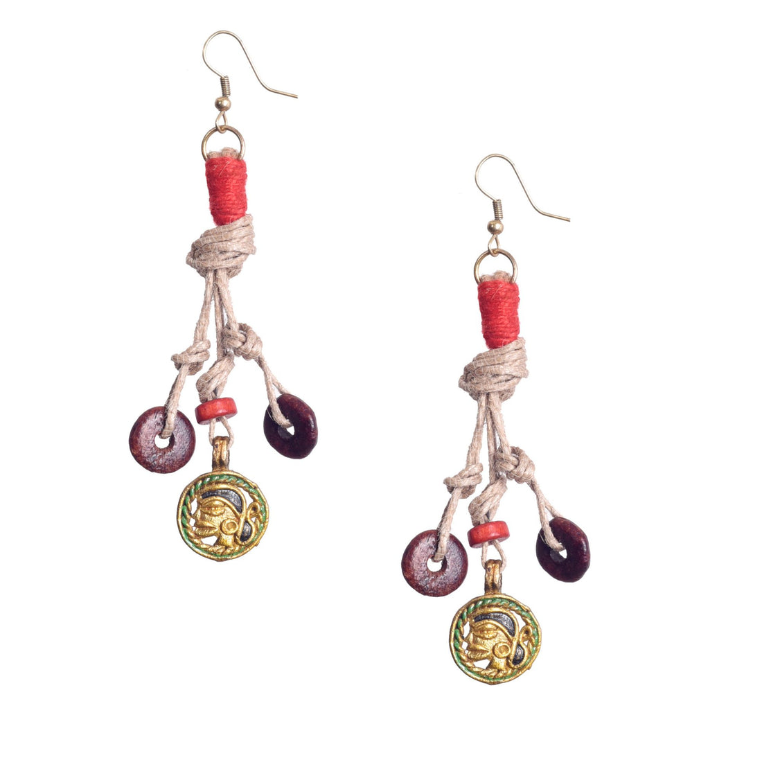 Boho Chic: Handcrafted Wooden Earrings with Brass
