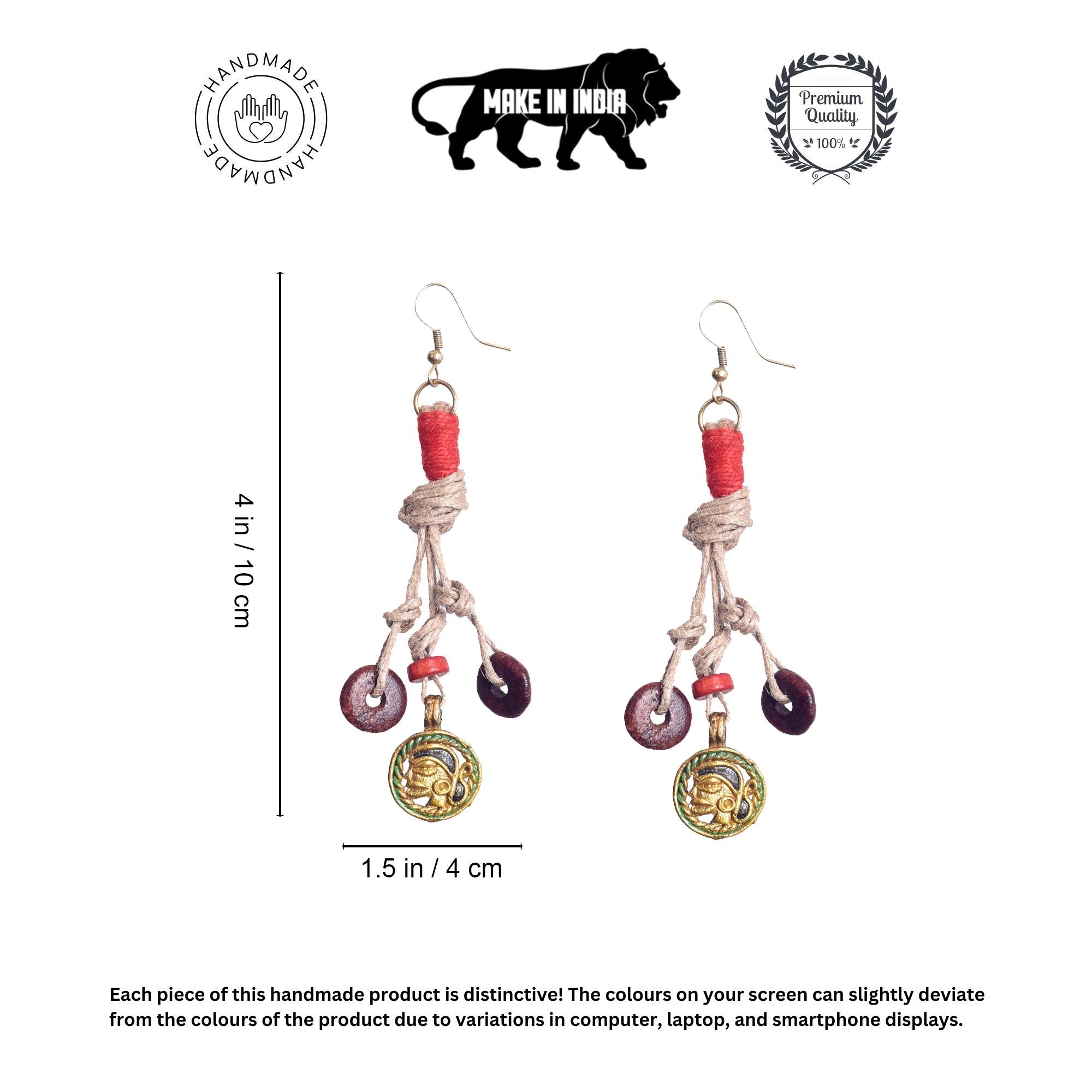 Boho Chic: Handcrafted Wooden Earrings with Brass