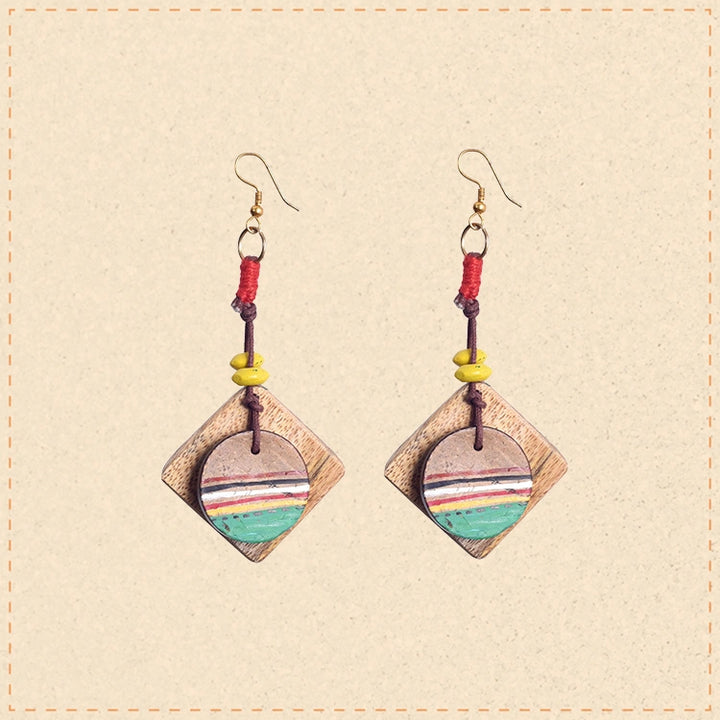Artistic Charm: Handcrafted Wooden Earrings