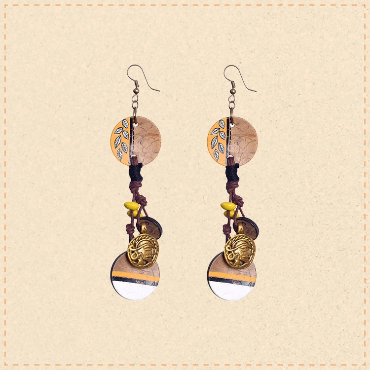 Boho Chic: Hanging Brass Wooden Earrings
