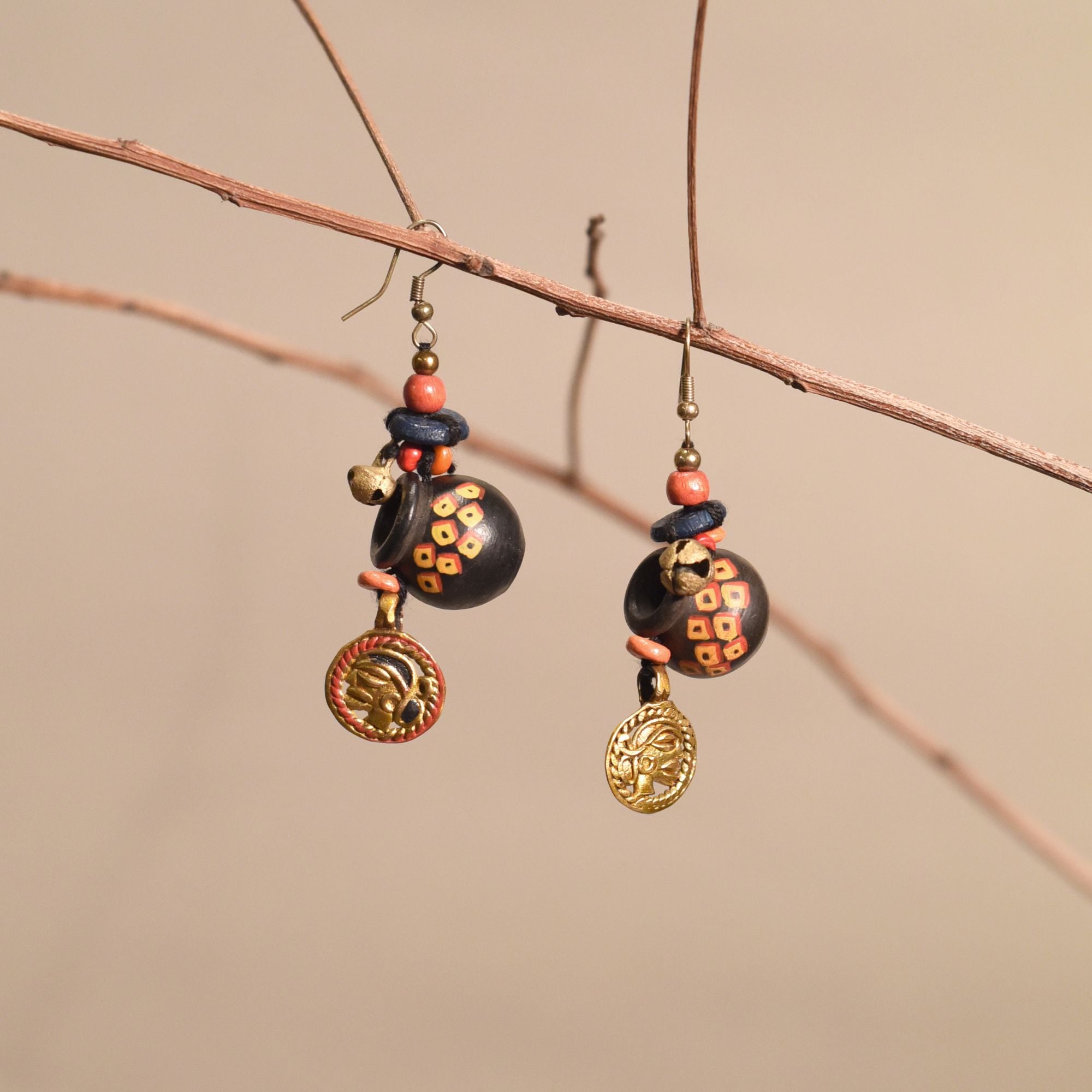 Earthy Pottery Charms Ethnic Earrings