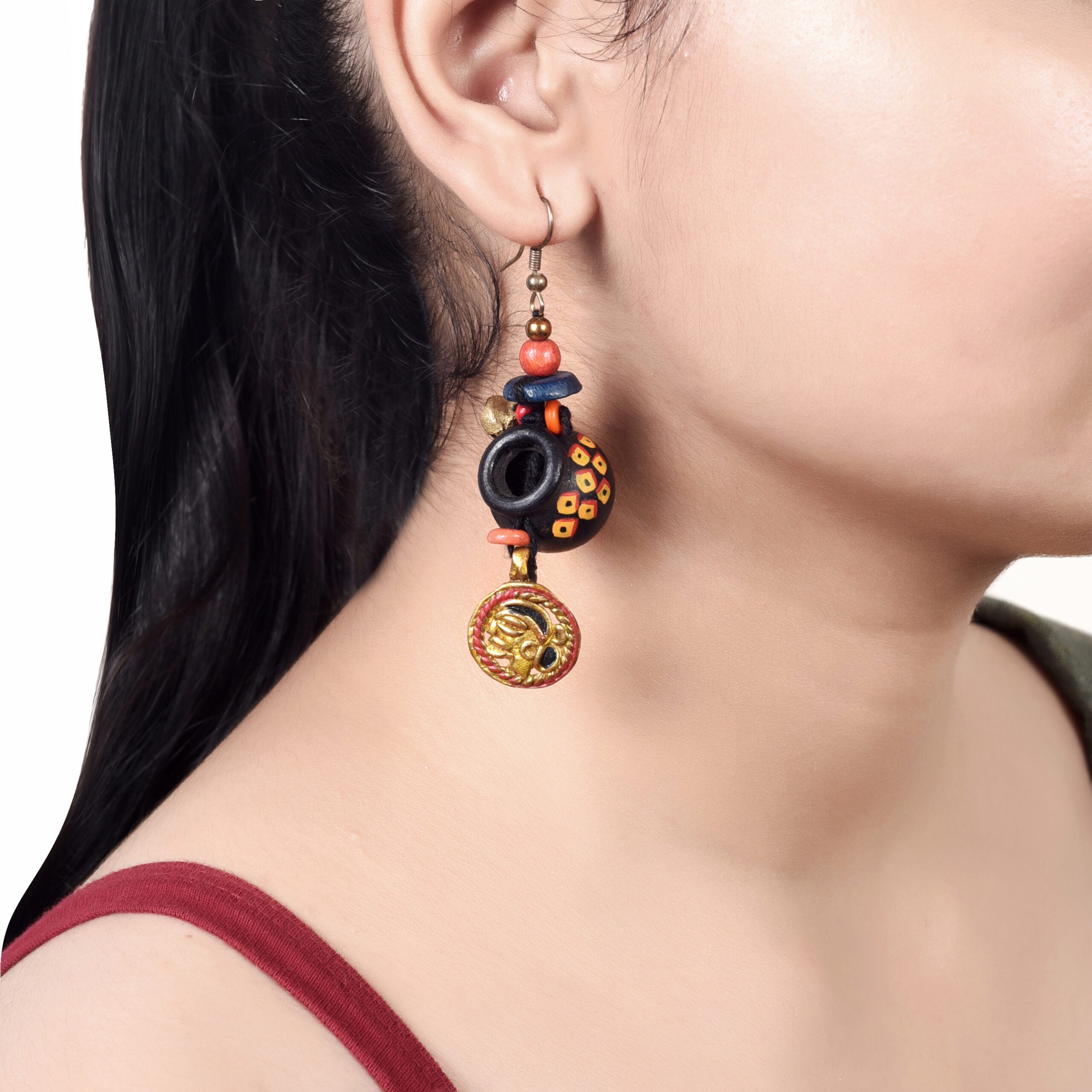 Earthy Pottery Charms Ethnic Earrings
