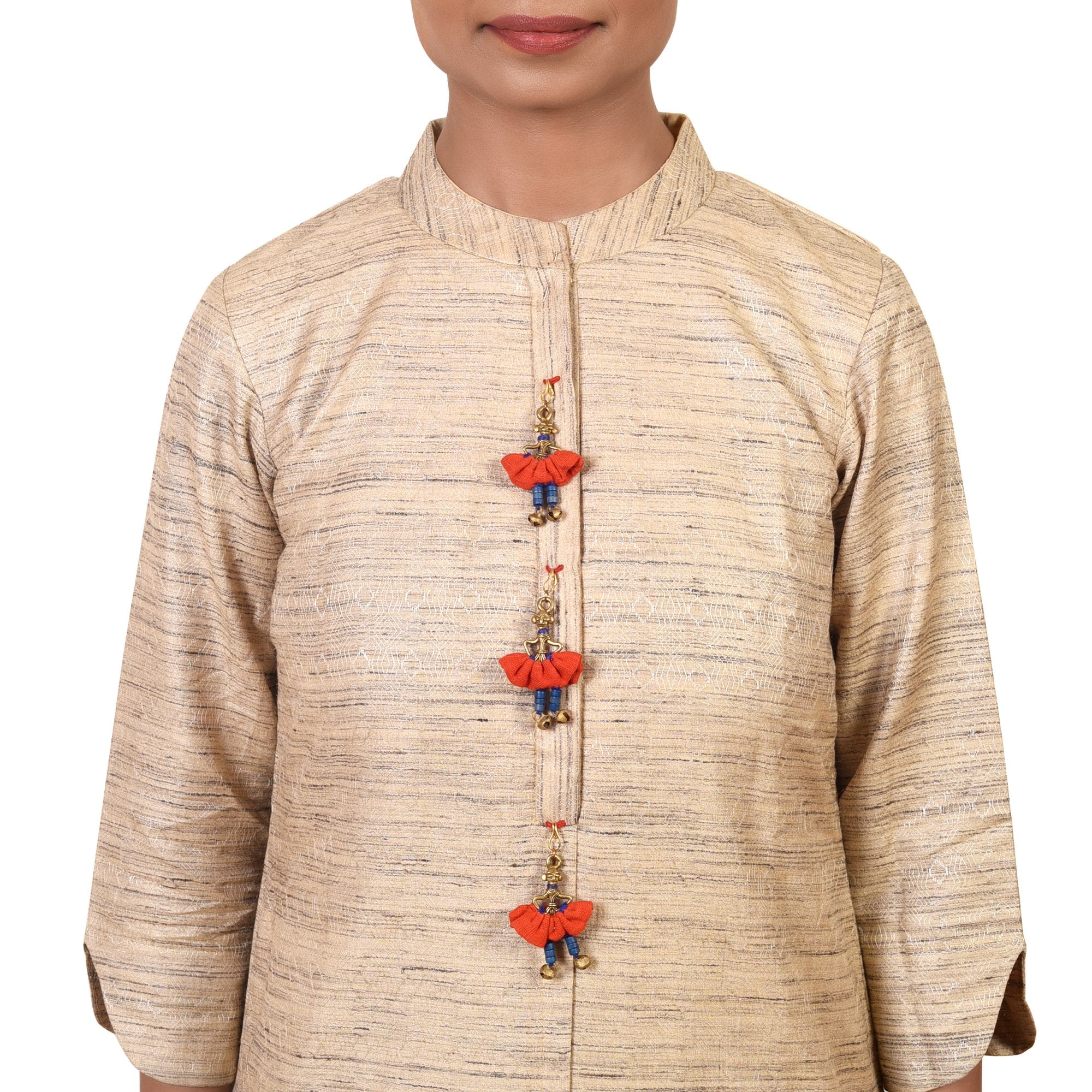 The Dancing Empress Handcrafted Brass Buttons S03, Orange