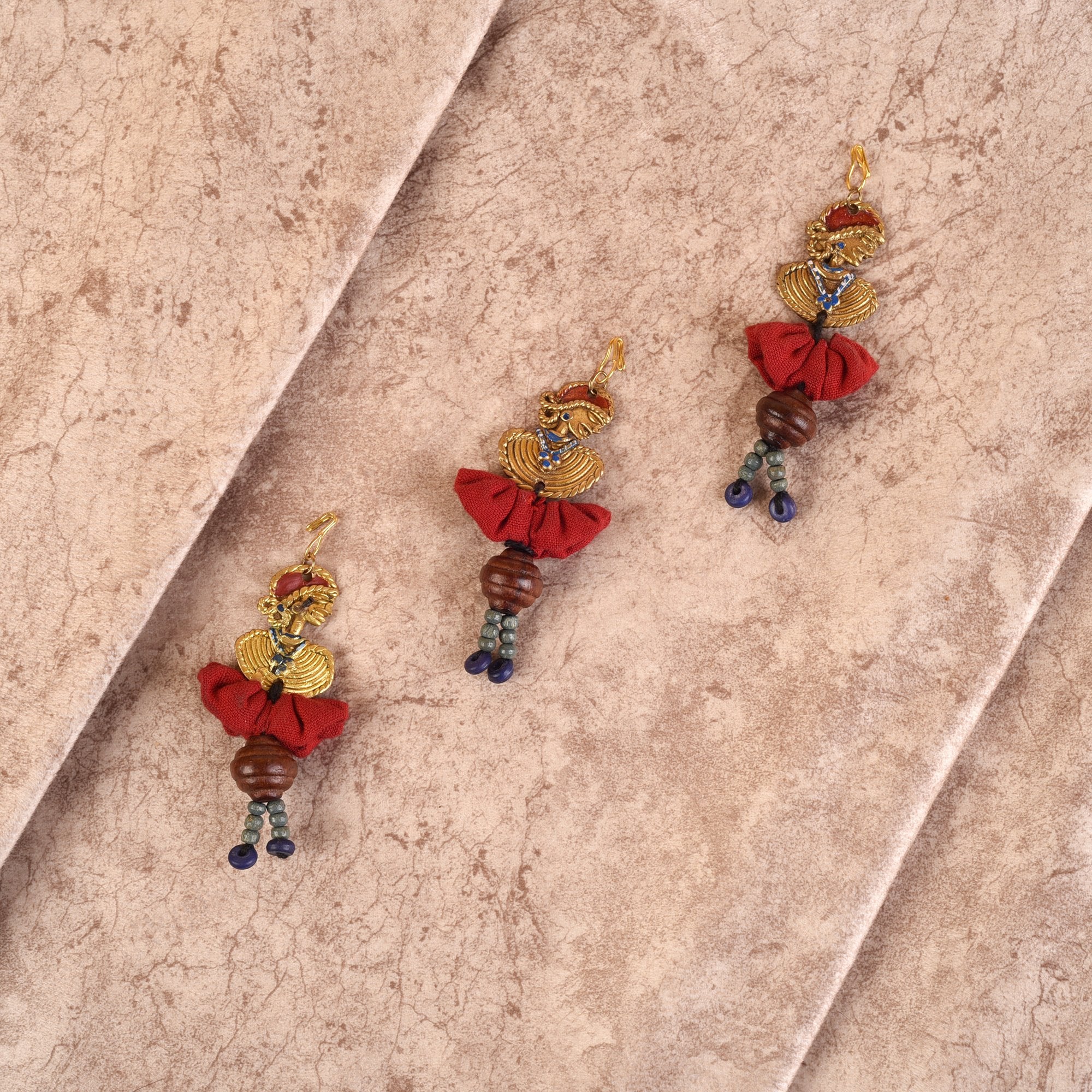 The Dancing Empress Handcrafted Brass Buttons S03, Red