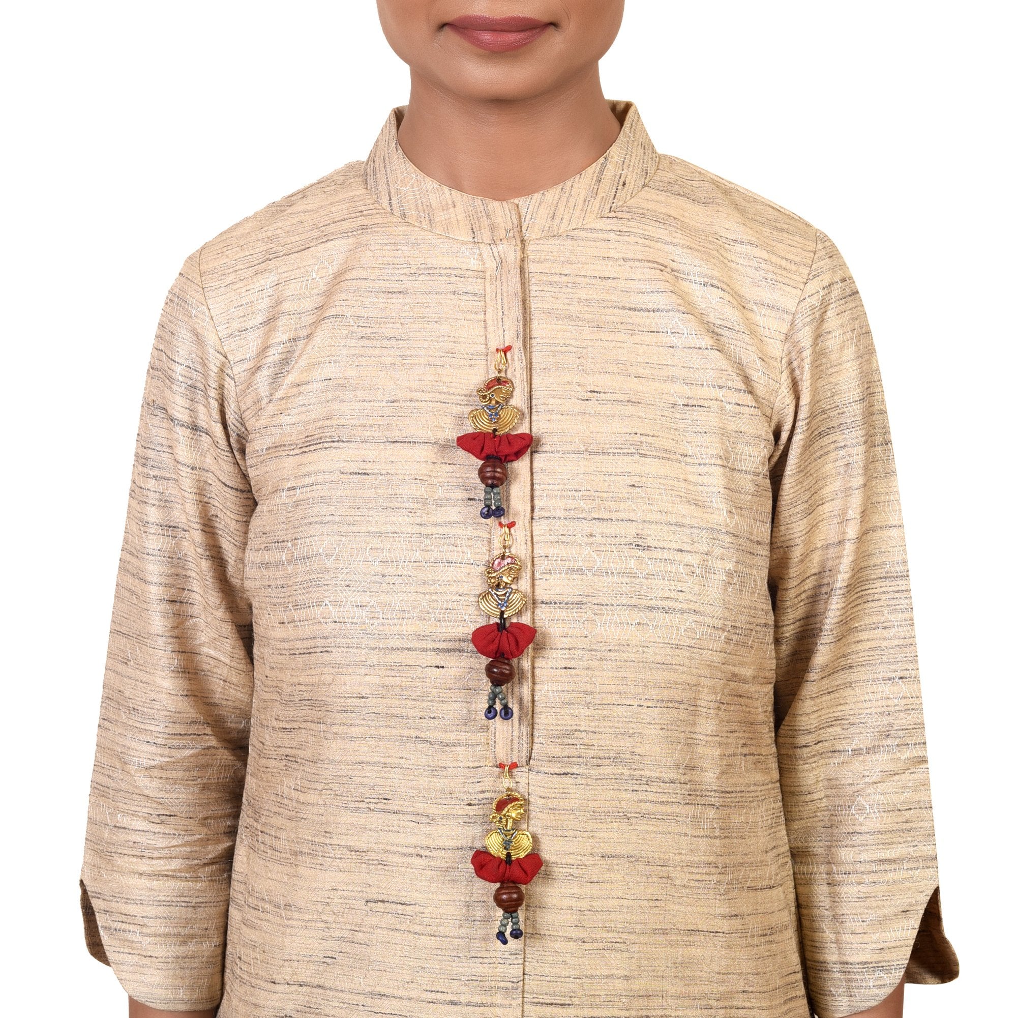 The Dancing Empress Handcrafted Brass Buttons S03, Red