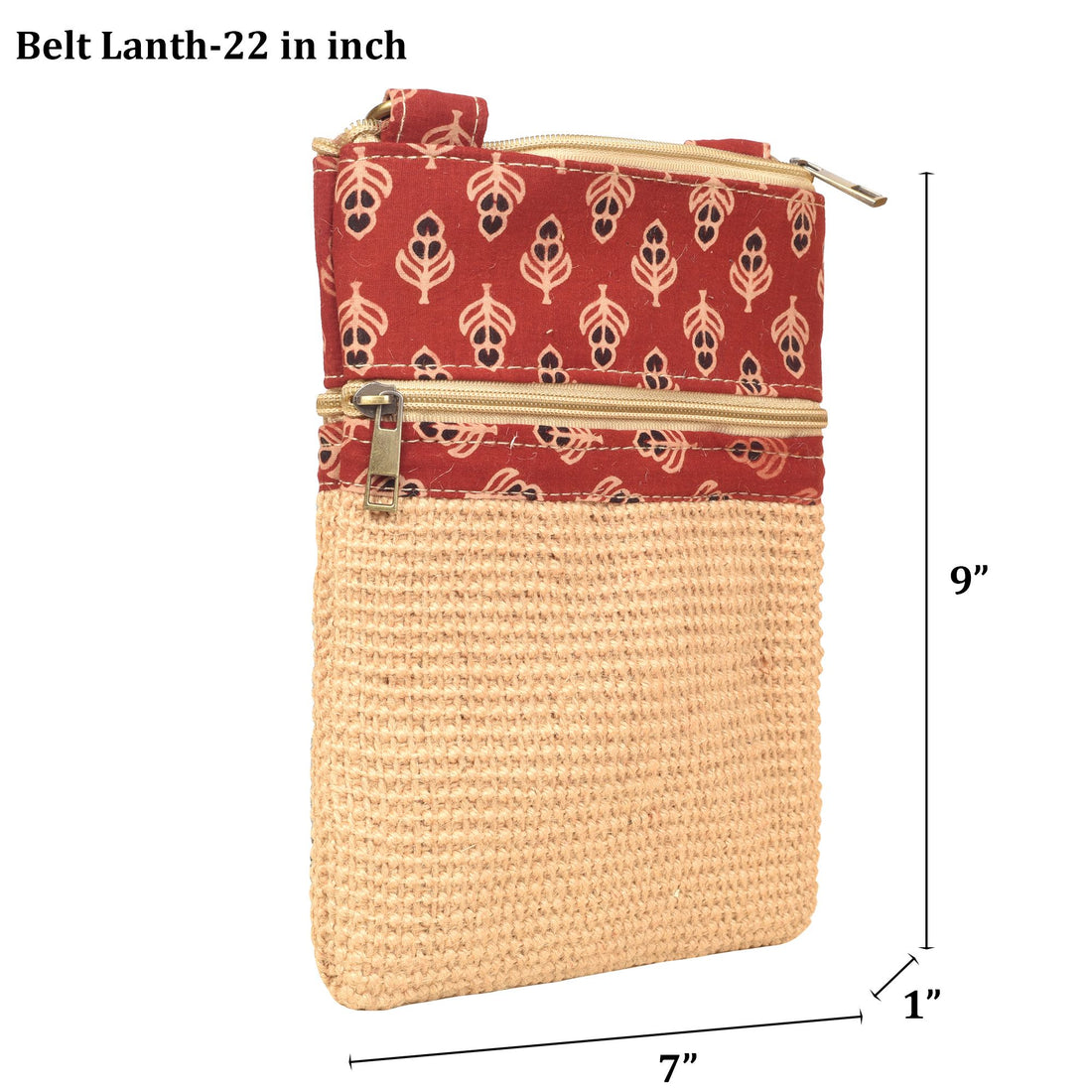 Kalamkari Tan Sling Bag in Structered Jute Fabric