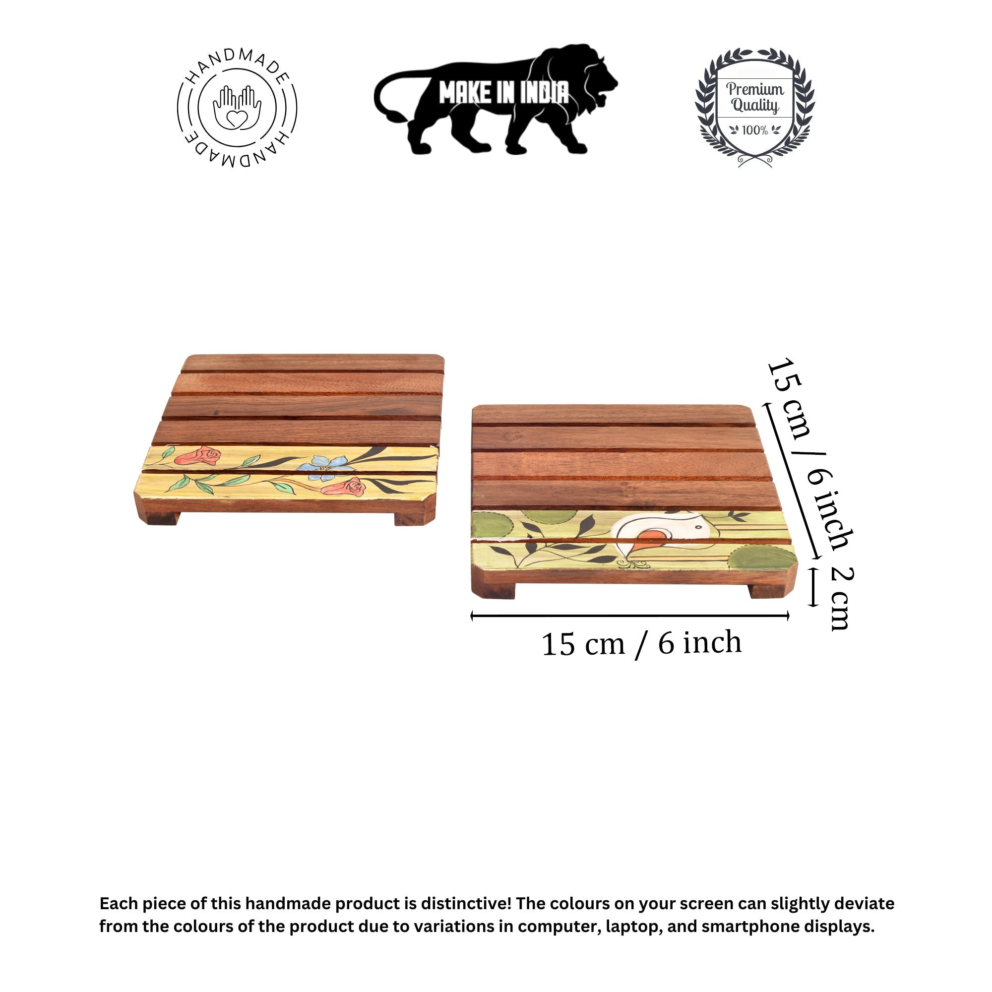 Nature Motif Wooden Slatted Coasters (Set of 2)