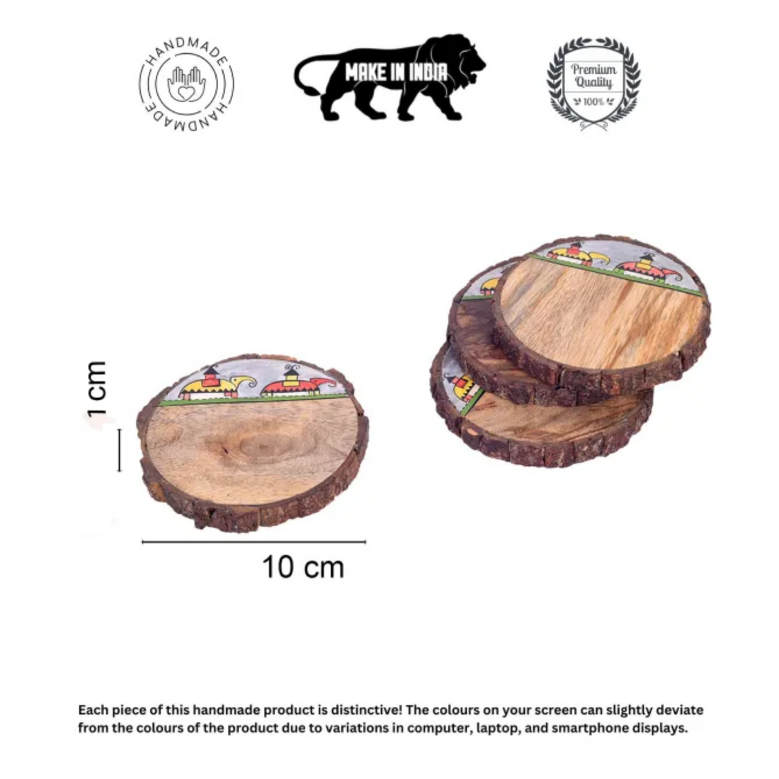 Elephant Parade Round Wooden Coaster S04 (4x4x1.5)