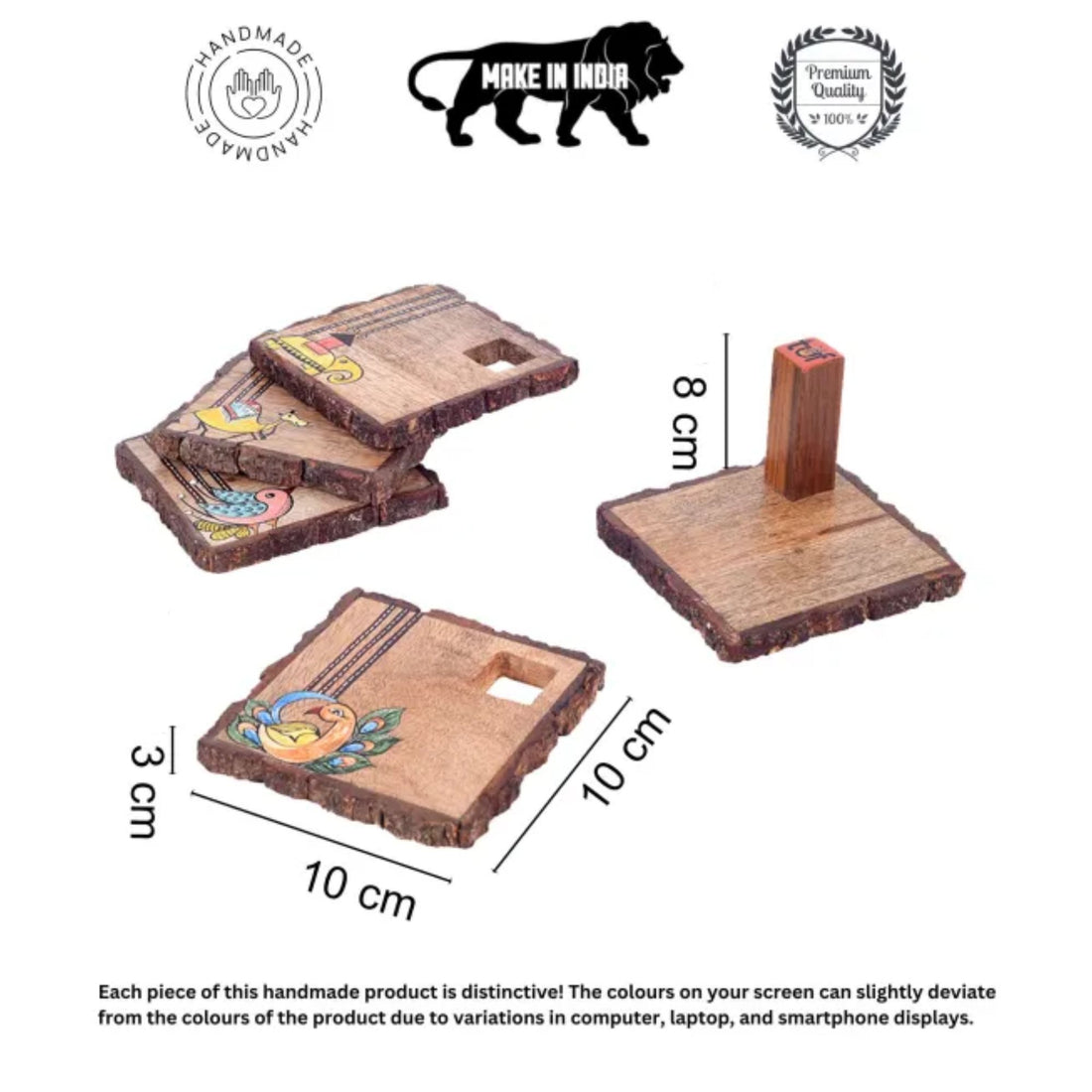 Elephant Parade Square Wooden Coaster S04 (4x4x3)