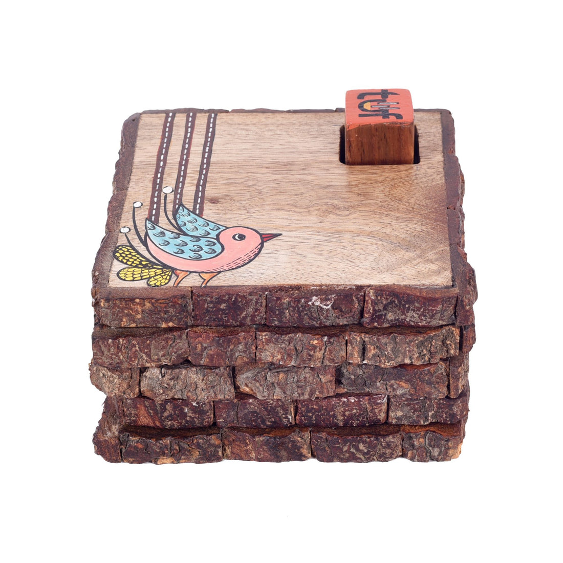 Elephant Parade Square Wooden Coaster S04 (4x4x3)