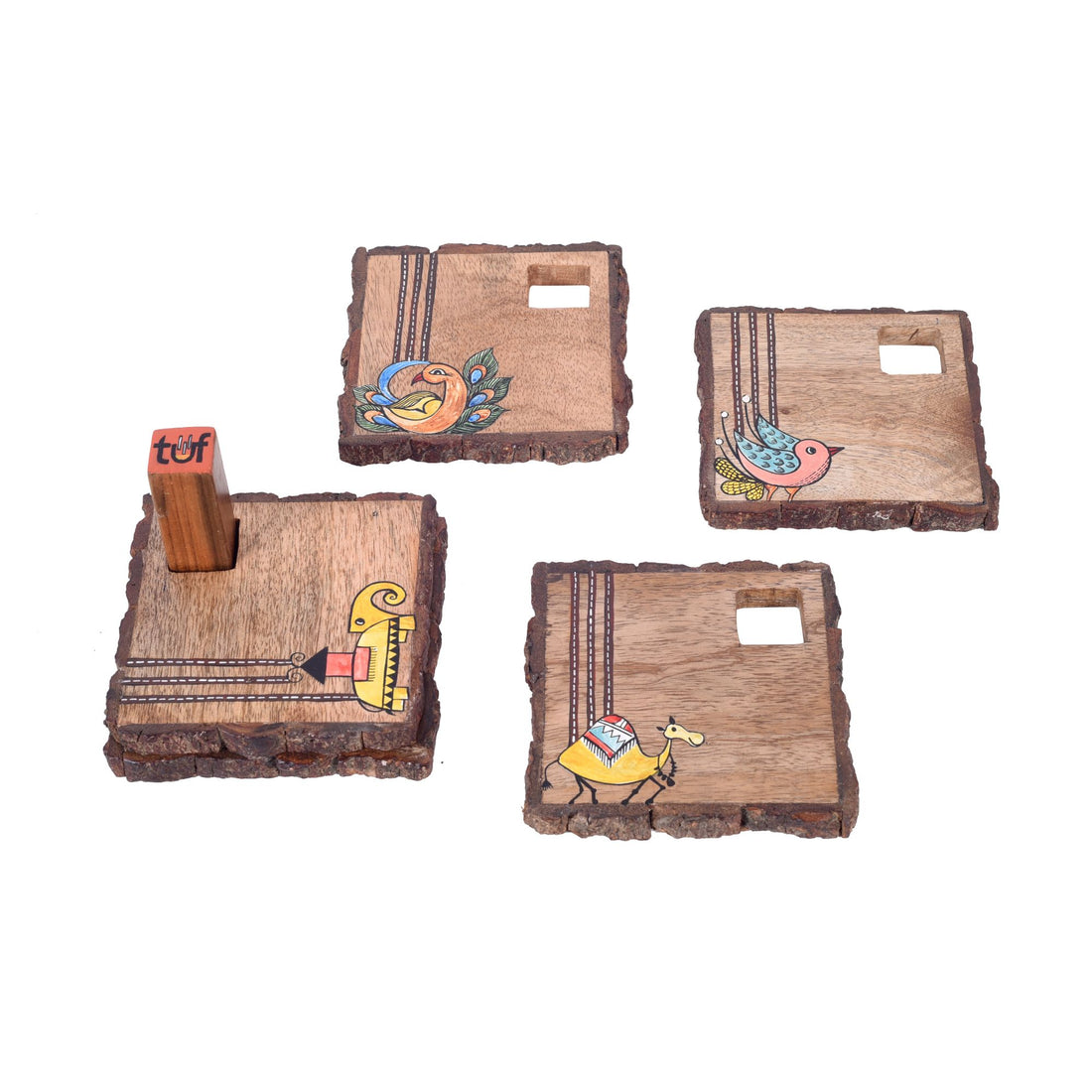 Elephant Parade Square Wooden Coaster S04 (4x4x3)