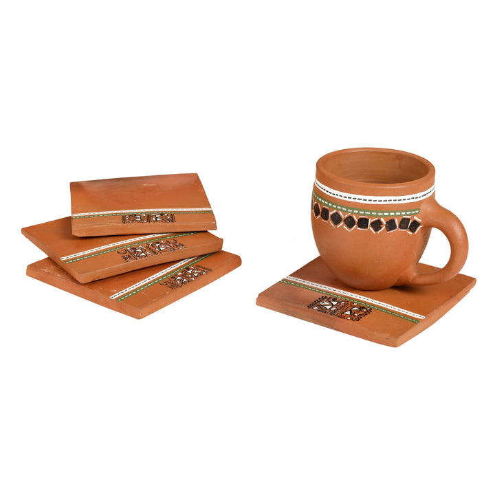 Back To Earth' Earthen Coasters with Warli Art So4